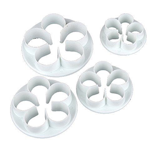 Generic 4Pcs/Set Rose Flower Petal Shape Cake Sugarcraft Fondant Cookies Plungers Cutters Decorating Tools (White)