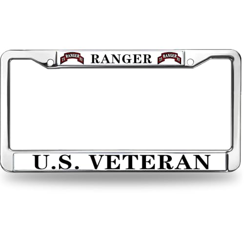 Image of US Ranger Veteran Slim Design License Plate Frame US Ranger Gift License Plate Frame Custom for Birthday Gift