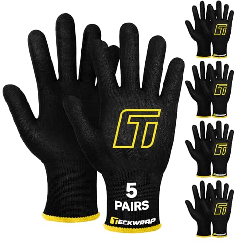 TECKWRAP Vinyl Wrap Gloves for Car Wrapping & Window Tinting Cut-Resistant Anti-Static Work Gloves for Installers Flexible Fit for DIY Gardening & Home Repairs Black 5 Pairs (10 Gloves)