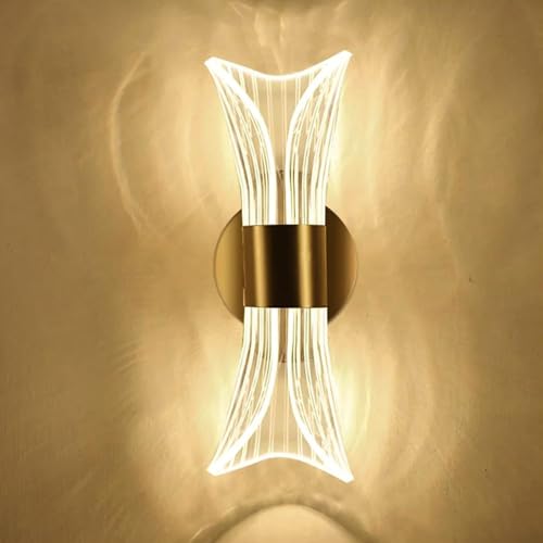 Image of Groeien 12W | 3 Color LED Nordic LED Sconce Transparent Indoor Home Acrylic Wall Lamp for Bedroom Living Room Corridor Lighting Fixtures Wall Mount(Warm+Natural+Coolwhite) (Luxe Wave, 1)