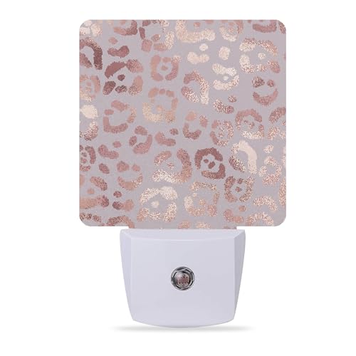 Image of Night Lights Plug into Wall Rose Gold Leopard Night Lights Dusk to Dawn Sensor Led Lamp for Women Men,Led Lights for Stairway /Hallway /Bedroom,0.5W