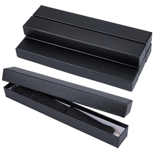 BENECREAT - Juego de 6 cajas de regalo plegables para ventiladores negros, soporte de ventilador portátil y elegante para decoración interior, favores de boda, 28 x 4 x 3,1 cm