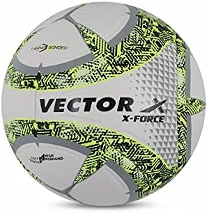Vector X 16 Panel X-Force Textured PU Thermobonded Indoor/Outdoor Water-Resistant Futsal Football with Latex Bladder, White-Green, Size 5, Suitable for Match and Training for Adults 15+ Years