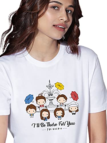 Image of The Souled Store|F.R.I.E.N.D.S I'll Be There for You Round Neck Mens and Boys T-Shirt|Graphic Printed Half Sleeve| 100% Cotton White Color T-Shirt