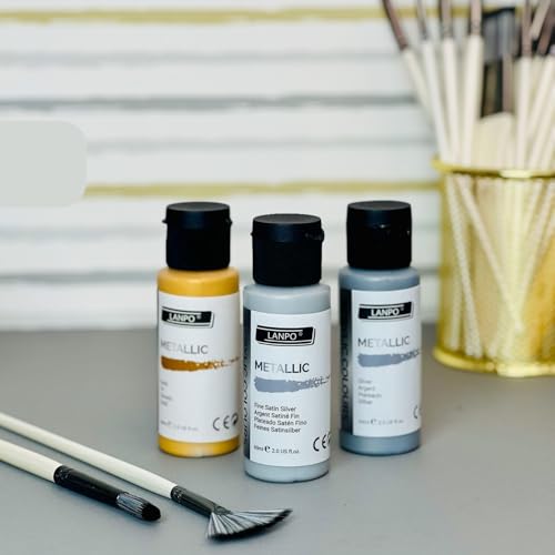 Image of 8 Metallic Acrylic Paint Set (60ml Each) | Rich Shimmer Artist Colours | Non-Toxic, Lightfast & Fast Drying Acrylic Paints for Canvas, Wood, Ceramic, Fabric, Metal, Rock Painting, DIY Art & Craft (Metalic Acrylic Paint 8 Piece Set)