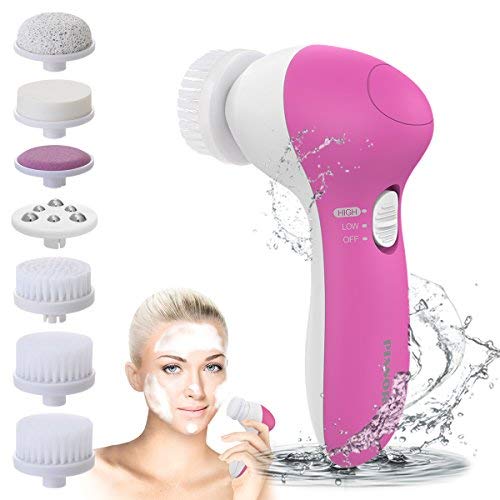 Facial Brush, PIXNOR [Newest 2020] 7 in 1 Electric Face Cleansing Brushes Waterproof