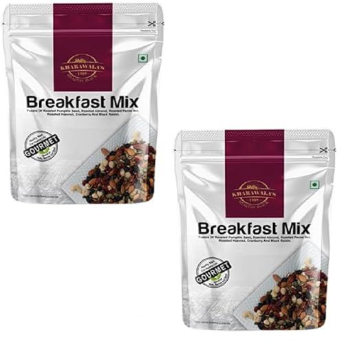 Image of KHARAWALA'S Breakfast Mix Value Pack - Pack of 2 (600gm Each) | Fusion of Roasted Pumkin Seed, Almond, Pecan Nuts, Hazelnut, Cranberry and Black Raisins