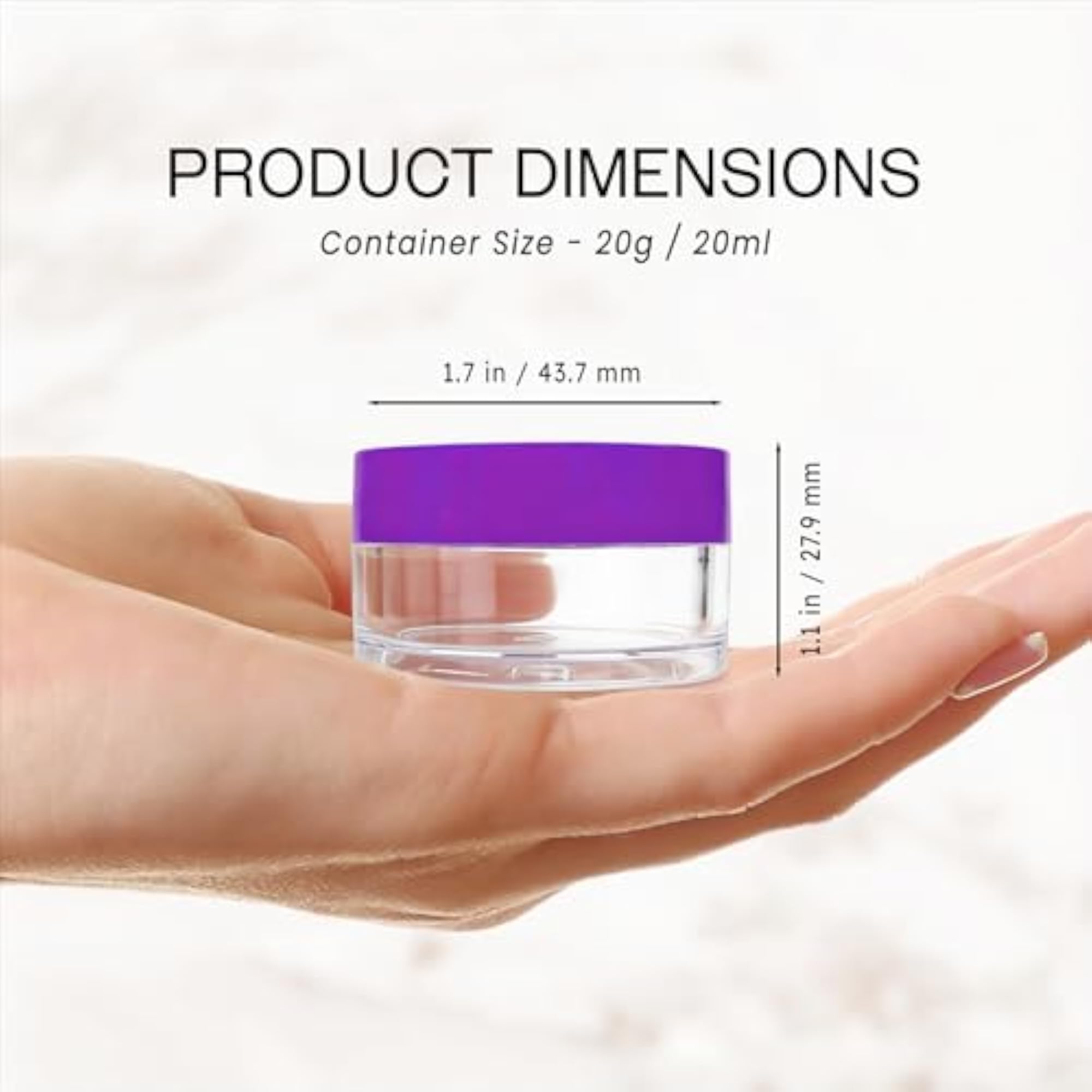 20G Clear Round Sample Container Jars with Purple Lids