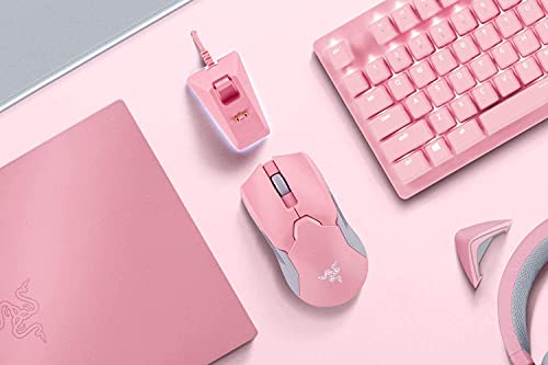 Mouse Gamer Sem Fio Razer Viper Ultimate c/Dock 8 botões 20000DPI, Quartz Rosa, RZ.MO.VP.05.RT glide