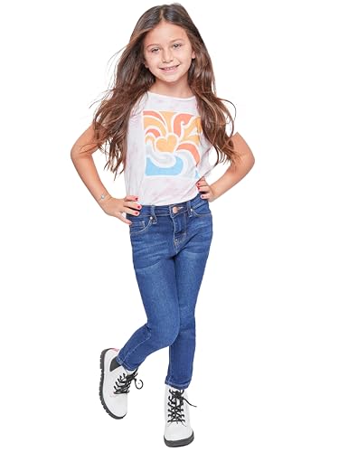YMI Toddler Girl Adjustable Waistband Snap Button Closure Skinny Jean, Midnight Sky Blue, Size 6X4