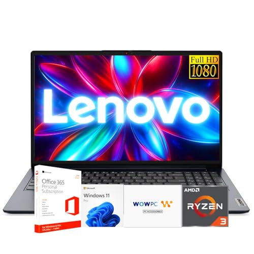 Lenovo V15 Laptop for Student & Business with Microsoft Office, AMD Ryzen 3 7320U (Beat i7-1065G7), 15.6 FHD, Radeon Graphics, 16GB RAM 512GB SSD, Ethernet Port RJ-45, WiFi6, Windows 11 Pro, WOWPC USB