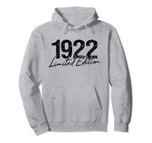 Cumpleaños 1922 Edición limitada Regalo Usado Grunge Vintage Sudadera con Capucha