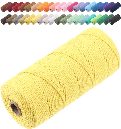 GOHOF Macrame Cord 2mm x 205m Premium Cotton Macrame Rope, 3 Strand Twisted Soft Cotton Cord