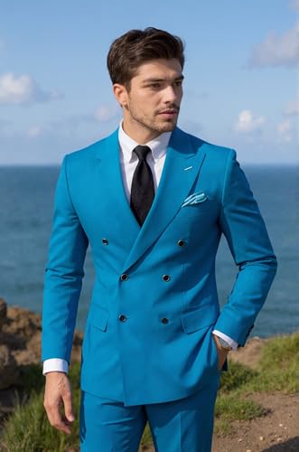 Men's 2 Piece Suit Wedding Business Prom Party Suit Classic Fit 2 Pieces Double Breasted Set3
