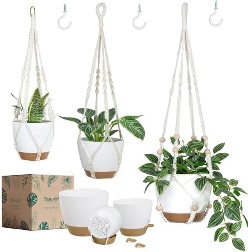 Bouqlife Hanging Planters with Macrame Plant Hangers for Indoor O...