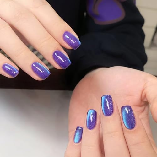 Esmalte gel efecto gato holográfico azul y morado 15ml miniatura 5