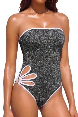 Image of Holipick Women Tummy Control One Piece Swimsuits Strapless Swimwear