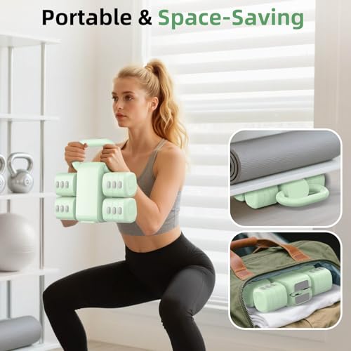 Image of 2-in-1 Adjustable Dumbbell Set, Upgraded 4 Levels Hand Weights for Women Men, Each 2.2 /3.3 /4.4 /5.5lb, Convertible Weights Dumbbells and Kettlebell Set for Home Gym Exercise & Fitness