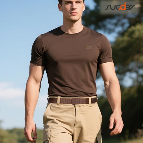 SUOSDEY Men's Nylon Ratchet Belt with Automatic Metal Buckle - Tactical Casual Web Belt for Jeans, Holeless Adjustable — view 2