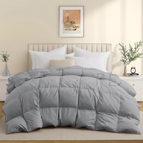 Image of PURE ECO 600 GSM Down Alternative Comforter for Single Size (60 inchX90 inch) - 600 GSM Heavy Winter Comforter /Rajai /Duvet /Blanket Microfiber Super Soft Fluffy for Winter Single Size - Silver Grey Color