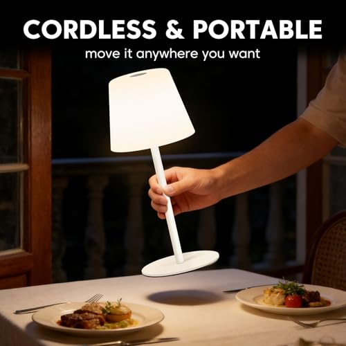 Image of IP65 Shower Lamp Waterproof,Cordless Rechargeable Table Lamp Indoor Outdoor | Bathroom Lamp,4000mAh Battery Operated,3 Color Dimming,Touch Desk Light for Bedroom,Bathroom,Bathtub,Kitchen,Patio, Camping