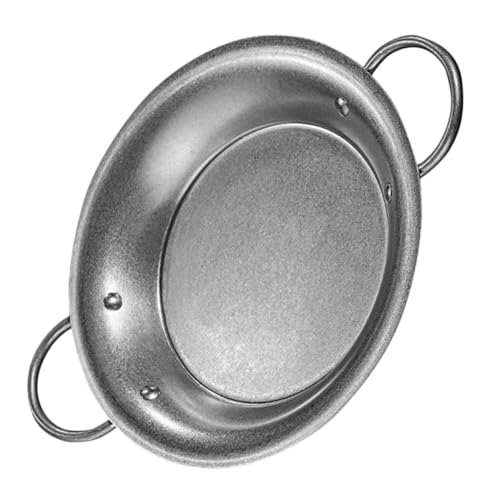 CIYODO Double Handle Stainless Steel Paella Pan Versatile Cooking Pot for Seafood Pasta Grilling Retro Design Dishwasher Safe Heavy Duty Kitchen Essential