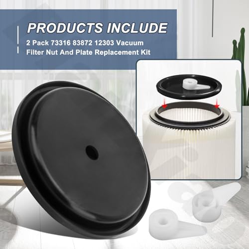 Image of 2 Pack 73316 83872 Vacuum Filter Nut And Plate(Only Nut & Plate) Compatible with Ridgid Craftsman VT2565 Vacuum Cleaner Wet /Dry Accessories VF3000 VF3500 VF4000 VF5000 VF6000 12303