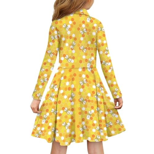 Girls Long Sleeve Dress Kids Twirl Swing Dress Comfy School Clothes2