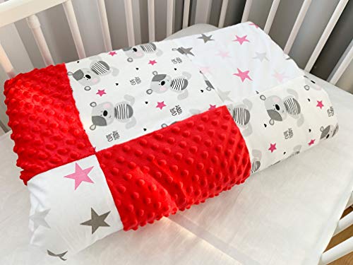 Babydecke Kuscheldecke Krabbeldecke Patchworkdecke Spieldecke Kinderwagendecke aus 100% Baumwolle (80x120 cm). Super weich und flauschig. Kuschelige Lieblingsdecke für Ihr Baby Cover