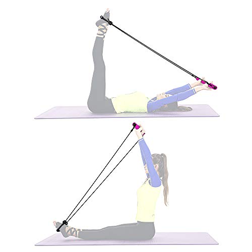 Fitness Bar, Romacci Kit de barra portátil Barra de tonificação muscular com 8 bandas de resistência