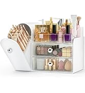TRQWRO Makeup Organizer,Vanity Organizer with Makeup Brush Holder,Large Skincare Organizers with ...