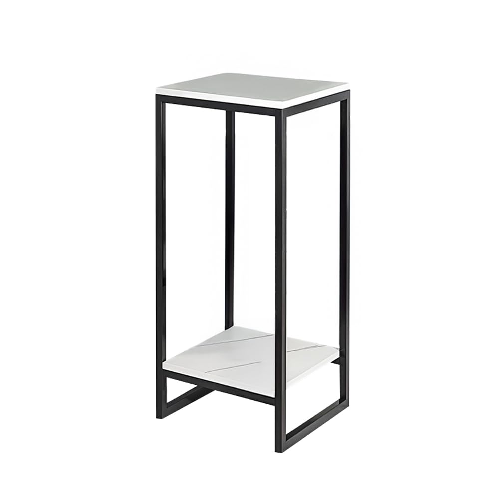 INMOZATA 60 Hight 2‑Tier Side Table, White Metal Plant Stand Outdoor Indoor