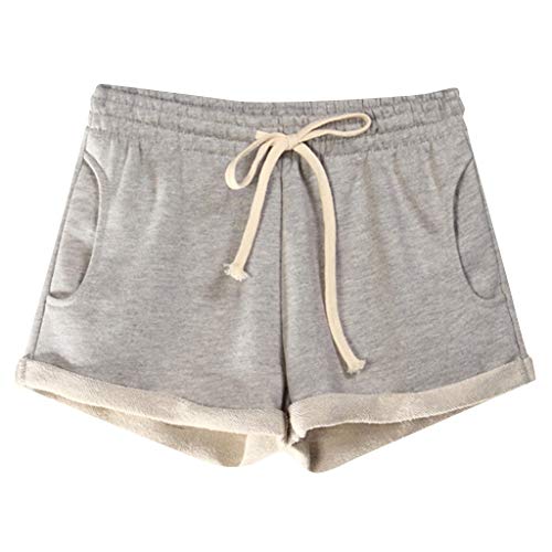 Hessimy Yoga Gym Sport Shorts Workout Running Short Pants for Women No Drawstring Solid Color Dolphin Shorts