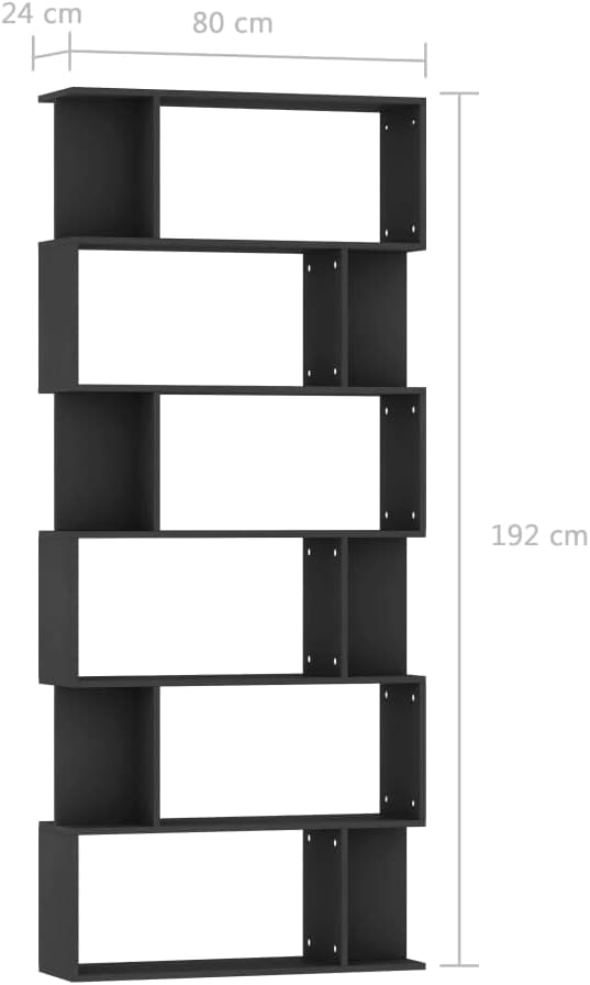 Book Cabinet/Room Divider,Living Room Bookshelf,Office Bookshelf,Modern Bookshelf,Living Room Decor,with 6 Large Compartments and 12 Small Ones, Black 31.5"x9.4"x75.6" Chipboard