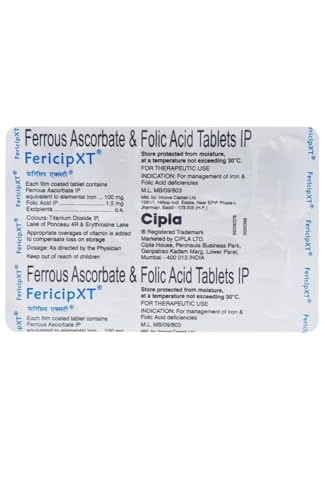 Image of Cipla Fericip XT Tablet with Ferrous Ascorbate & Folic Acid | 30 Tablets
