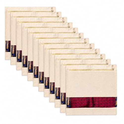 Image of Kmils Cotton Saree Cover Bags with Zipper, Saree Storage Organizer for Wardrobe, Dust Proof Garment Storage Covers for Sarees, Dresses & Ethnic Wear (16 X 14 Inches)(SAREE COVER PACK OF 12)
