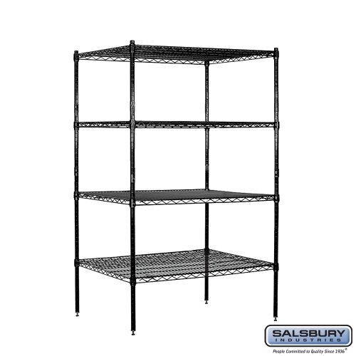 Salsbury Industries Stationary Wire Shelving Unit, 36-Inch Wide by 63-Inch High by 24-Inch Deep, Chrome