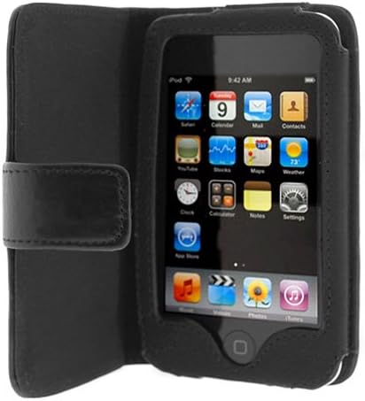 Folio Wallet Leather Case for Apple iPod Touch 3rd Generation - Black