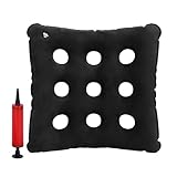 Hiuyavy Pressure Relief Cushion for Prevention Sores, Air Inflatable Seat Cushion, 16 Holes Square Pressure Cushions, Anti-Bed Sore Chair Cushion with Red Pump for Wheelchair Office Chair