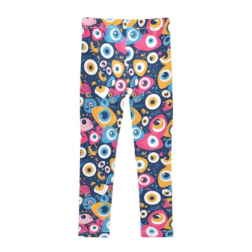 KLL Black and White Evil Eyes Toddler Girls Athletic Leggings Casual Full Length Activewear Gym2