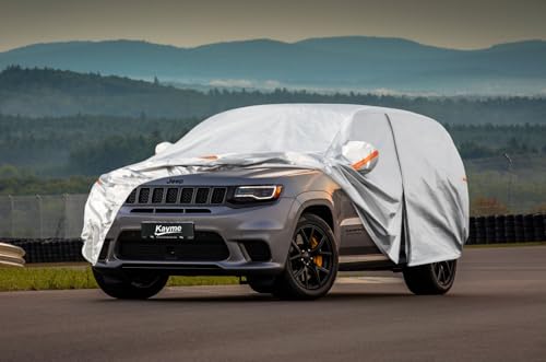Image of Kayme 6 Layers SUV Car Cover Custom Fit for Jeep Grand Cherokee (2010-2025) Waterproof All Weather for Automobiles, Outdoor Full Cover Rain Sun UV Protection.Silver