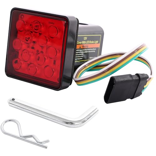 MaxxHaul 70429 Trailer Hitch Cover with 12 LEDs Brake Light, Black, 2 inch by MAXXHAUL - Used condition - US$13.29