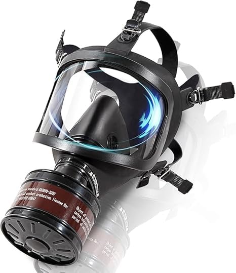 Générique Masque Respiratoire Intégral Réutilisable en Silicone, Respirateur avec Filtre Charbon Actif 40mm, Visage Polycarbonate Anti-Buée pour Peinture Soudure Travaux Industriels
