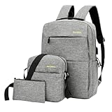 Kit 3 Itens Bolsa Mochila Bolsa Versátil Executiva Notebook escolar Escritório Estojo + Necessaire (Cinza)