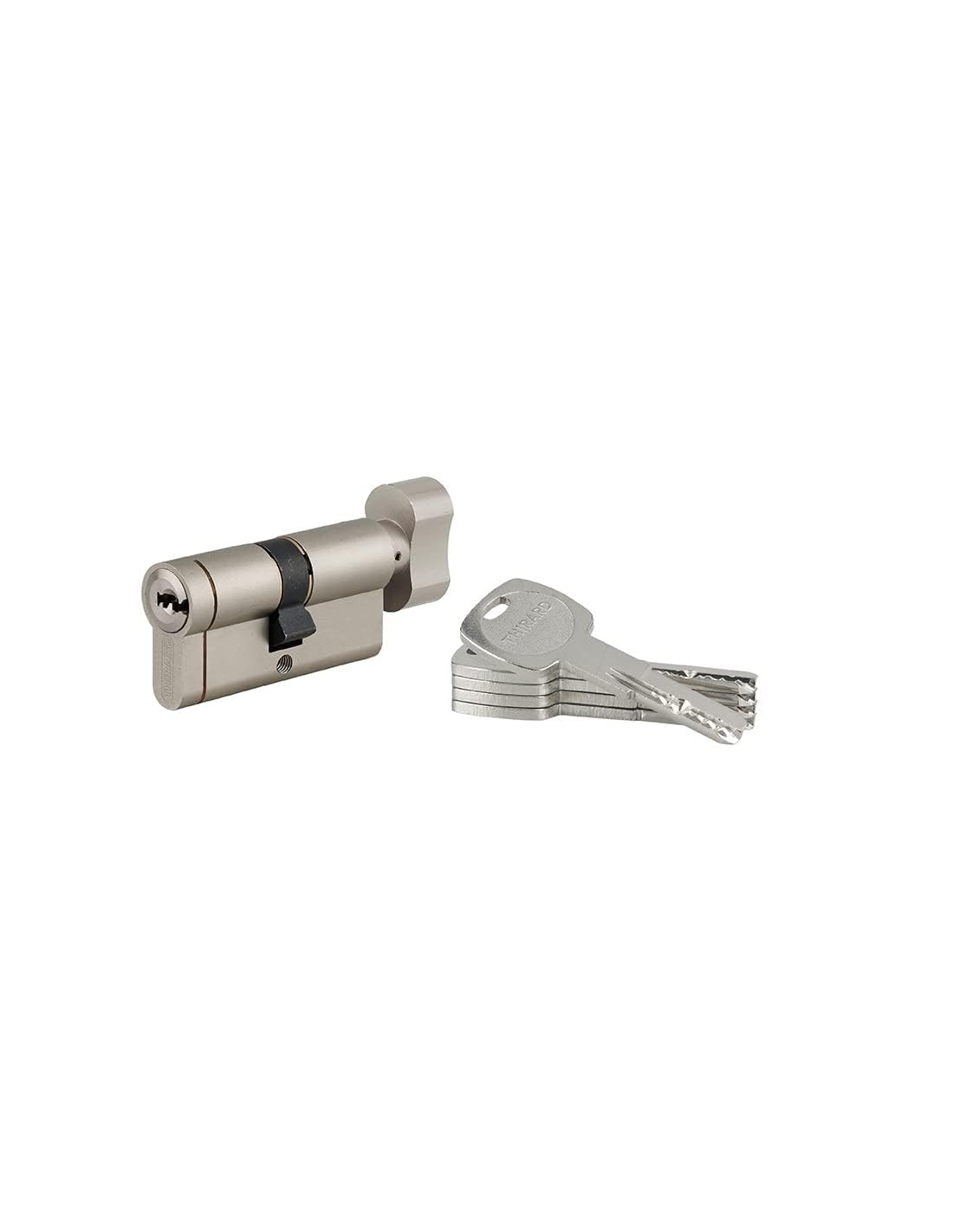 Cilindro europeo Transit 1 con pomolo 30 x 30 mm, nichelato, funzione emergenza, 5 chiavi – THIRARD