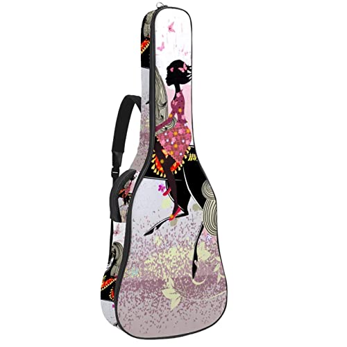 Housse étanche pour guitare acoustique avec double bandoulière et poche Motif champignons et fleurs, cœurs, oiseaux… - Les Beatles, Paul McCartney, John Lennon, RIngo Starr, George Harrison Housse étanche pour guitare acoustique avec double bandoulière et poche Motif champignons et fleurs, cœurs, oiseaux…