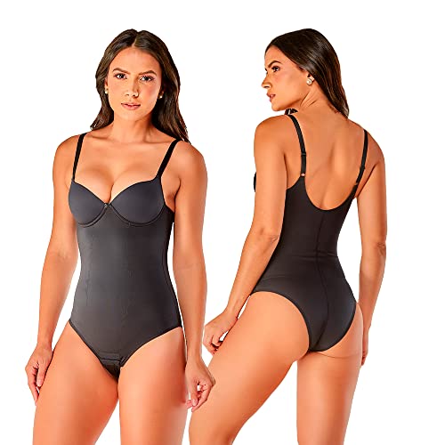 Body Cinta Modeladora Vi Lingerie Costa em U Compressão Média Duplo Reforço Bojo Casquinha Regulável