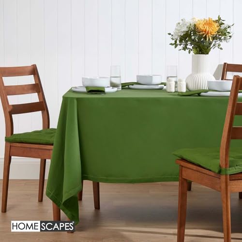 Homescapes Olivgrüne Tischdecke mit Hohlsaum aus 100% Baumwolle 137x228 cm, Tischtuch rechteckig, waschbar & pflegeleicht – Ansicht 2