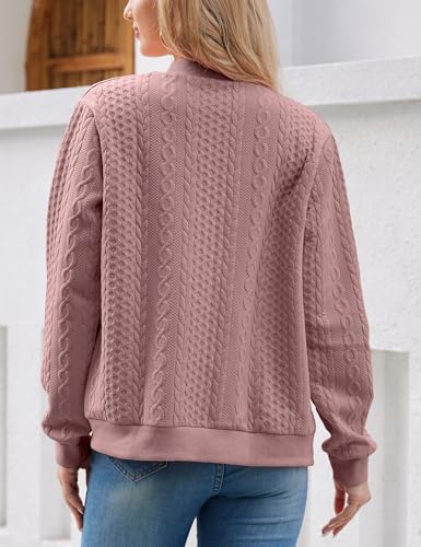 Image of Larmliss Women's Zip Up Cardigan Sweater Hoodies Long Sleeve Jacket Crewneck Casual Outerwear Spring Fall Trendy Coat Outfits