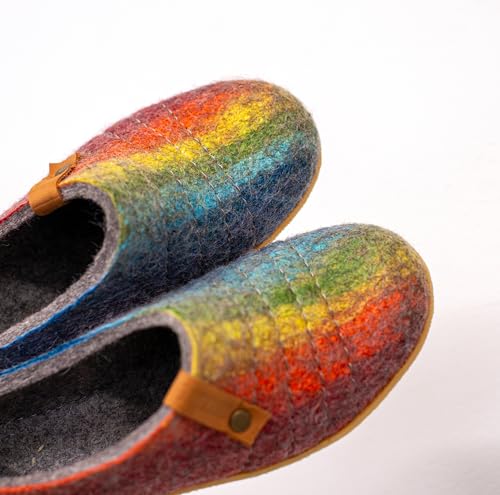 Felted Natural Wool Slippers COCOON Rainbow2